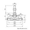 Technical Drawing Of Articulating Anti-slip Levelling Foot - Metal 75mm - M8 - 35mm