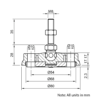 Technical Drawing Of Articulating Anti-slip Levelling Foot - Nylon 80mm - M8 - 35mm