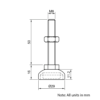 Technical Drawing Of Fixed Levelling Foot - Nylon 29mm - M8 - 50mm