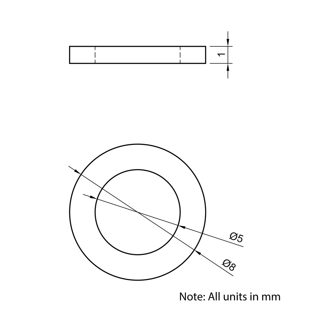 Technical Drawing Of Mini Wheel Shim