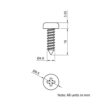 Technical Drawing Of Pan Head Self Tapping Screw - No.10 (4.8mm) - 16mm
