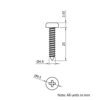 Technical Drawing Of Pan Head Self Tapping Screw - No.10 (4.8mm) - 25mm