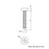 Technical Drawing Of Pan Head Self Tapping Screw - No.4 (2.9mm) - 16mm