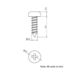Technical Drawing Of Pan Head Self Tapping Screw - No.4 (2.9mm) - 9.5mm