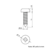 Technical Drawing Of Pan Head Self Tapping Screw - No.7 (3.9mm) - 13mm