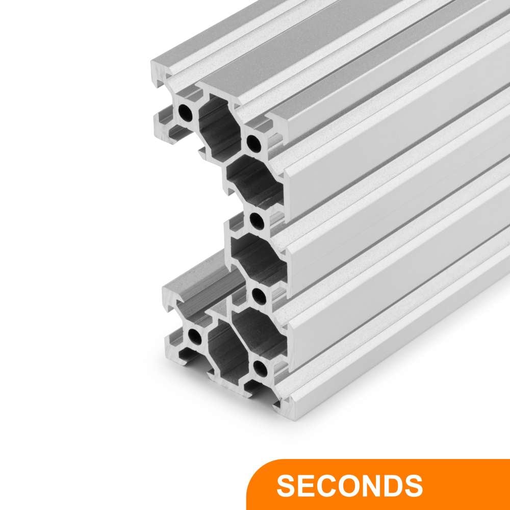 1 x Seconds - Aluminium Extrusion Profile - T/V-Slot - 20 Series - 40x80mm (C-Beam) - 1000mm - Silver