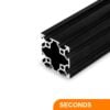 1 x Seconds - Aluminium Extrusion Profile - T/V-Slot - 20 Series - 40x40mm - 1000mm - Black