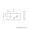 Technical Drawing Of Plate Connector - 2 Hole - Single Slot - 20 Series - Aluminium - Silver