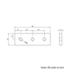Technical Drawing Of Plate Connector - 3 Hole - Single Slot - 20 Series - Aluminium - Silver