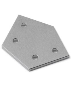 1 x Plate Connector - 45 Degree - Single Slot - 20 Series - Aluminium - Silver