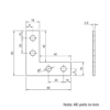 Technical Drawing Of Plate Connector - 90 Degree - Single Slot - 20 Series - Steel - Grey