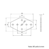 Technical Drawing Of Plate Connector - Cross - Single Slot - 20 Series - Aluminium - Silver