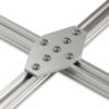 Plate Connector - Cross - Single Slot - 20 Series - Aluminium - Silver - With Fixings Joining Aluminium Extrusion