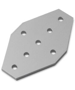 1 x Plate Connector - Cross - Single Slot - 20 Series - Aluminium - Silver