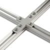 Plate Connector - Cross - Single Slot - 20 Series - Steel - Grey - With Fixings Joining Aluminium Extrusion