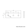 Technical Drawing Of Plate Connector - 3 Hole - Single Slot - 30 Series - Aluminium - Silver