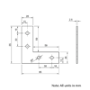 Technical Drawing Of Plate Connector - 90 Degree - Single Slot - 30 Series - Steel - Grey