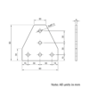 Technical Drawing Of Plate Connector - T - Single Slot - 30 Series - Aluminium - Silver