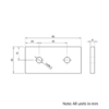 Technical Drawing Of Plate Connector - 2 Hole - Single Slot - 40 Series - Aluminium - Silver