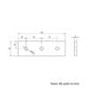 Technical Drawing Of Plate Connector - 3 Hole - Single Slot - 40 Series - Aluminium - Silver
