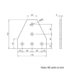 Technical Drawing Of Plate Connector - T - Single Slot - 40 Series - Aluminium - Silver