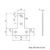 Technical Drawing Of Plate Connector - T - Single Slot - 40 Series - Steel - Grey