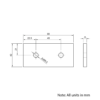 Technical Drawing Of Plate Connector - 2 Hole - Single Slot - 45 Series - Aluminium - Silver