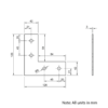 Technical Drawing Of Plate Connector - 90 Degree - Single Slot - 45 Series - Steel - Grey
