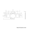 Technical Drawing Of Plate Connector - Cross - Single Slot - 45 Series - Steel - Grey