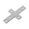 1 x Plate Connector - Cross - Single Slot - 45 Series - Steel - Grey