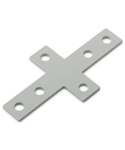 1 x Plate Connector - Cross - Single Slot - 45 Series - Steel - Grey