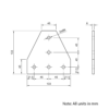 Technical Drawing Of Plate Connector - T - Single Slot - 45 Series - Aluminium - Silver