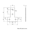 Technical Drawing Of Plate Connector - T - Single Slot - 45 Series - Steel - Grey