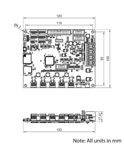 Technical Drawing Of Duet 3 Mini Mainboard - Wifi External Antenna