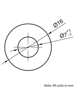 Technical Drawing of Hardened Ground Linear Shaft - Hollow - 16mm - Cut To Size