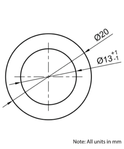 Technical Drawing of Hardened Ground Linear Shaft - Hollow - 20mm - Cut To Size