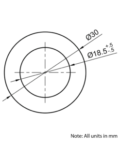 Technical Drawing of Hardened Ground Linear Shaft - Hollow - 30mm - Cut To Size