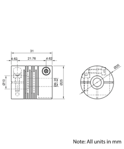 Technical Drawing Of Slit Beam Flexible Shaft Coupling - 1/4 - 10mm