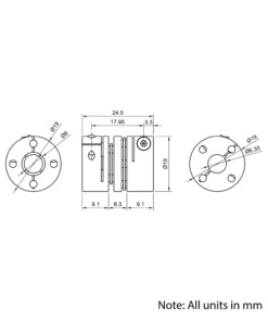 Technical Drawing Of Disc Flexible Shaft Coupling - 1/4 - 8mm
