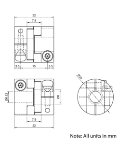 Technical Drawing Of Oldham Flexible Shaft Coupling - 1/4 - 8mm