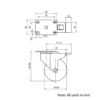 Technical Drawing Of Castor - Plate - Swivel - 100mm - Brake