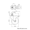 Technical Drawing Of Castor - Stud - Swivel - 100mm - Brake