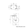 Technical Drawing Of Castor - Plate - Swivel - 100mm
