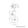 Technical Drawing Of Castor - Stud - Swivel - 100mm