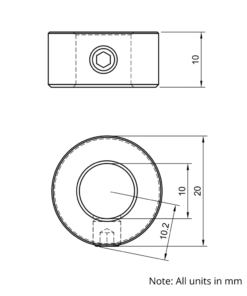 Technical Drawing Of Set Screw Shaft Collar - 10mm