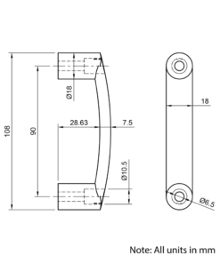 Technical Drawing Of Plastic Handle - 20 Series