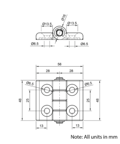 Technical Drawing Of Plastic Hinge - 30 Series