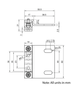 Technical Drawing Of Magnetic Catch Mount - 30 to 40 Series