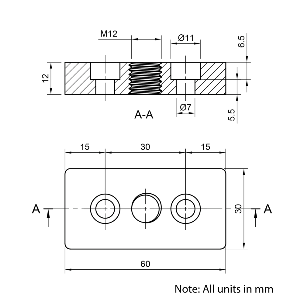 Technical Drawing Of Edge Plate - 30 Series