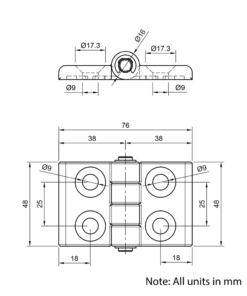 Technical Drawing Of Plastic Hinge - 40 Series